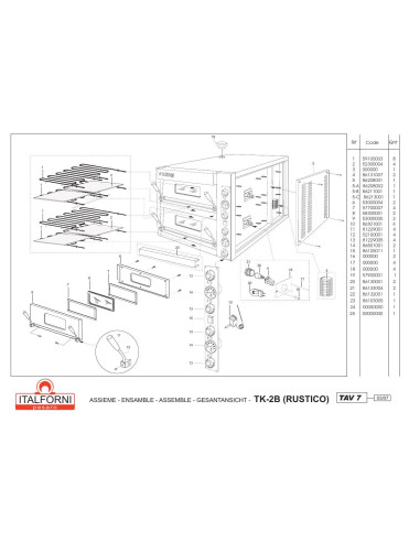 Pièces détachées ITALFORNI TK 2B RUSTICO Annee 2007 
