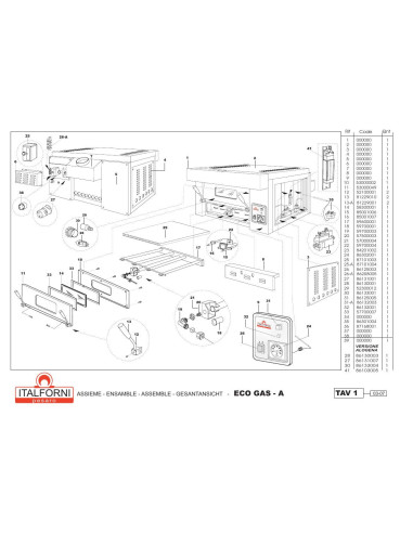 Pièces détachées ITALFORNI ECO GAS A Annee 2007 