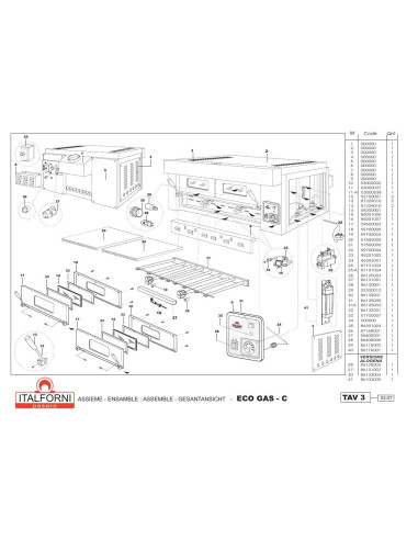 Pièces détachées ITALFORNI ECO GAS C Annee 2007 