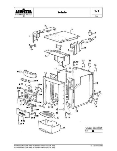 Pièces détachées LAVAZZA EP 2100 Annee 0 