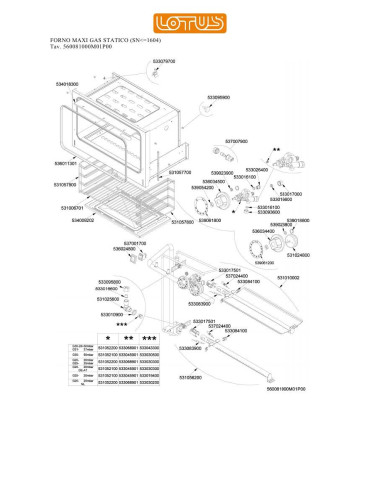 Pièces détachées LOTUS FORNO MAXI GAS STATICO Annee 0 SNlte1604 