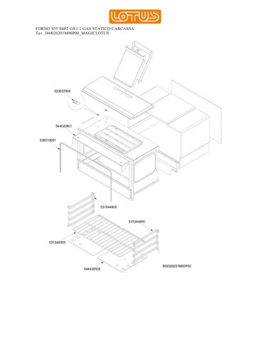 Pièces détachées LOTUS FORNO S55 S60T GN1-1 GAS STATICO CARCASSA Annee 0 