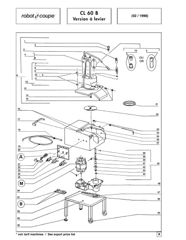 Pièces détachées pour Coupe-légumes CL 60 "B" Levier - Robot Coupe 