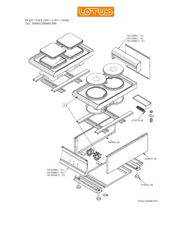 Pièces détachées LOTUS PCQT-712ET Annee 0 SNgte1201lte1604 