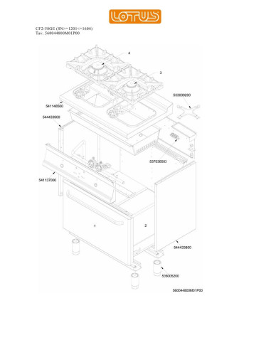 Pièces détachées LOTUS CF2-58GE Annee 0 SNgte1201lte1604 