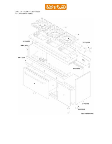 Pièces détachées LOTUS CF3-512GEV Annee 0 SNgte1201lte1604 