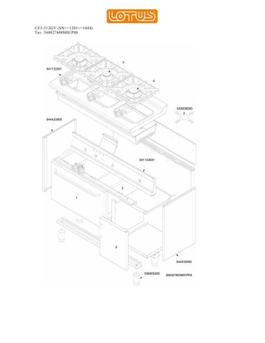 Pièces détachées LOTUS CF3-512GV Annee 0 SNgte1201lte1604 