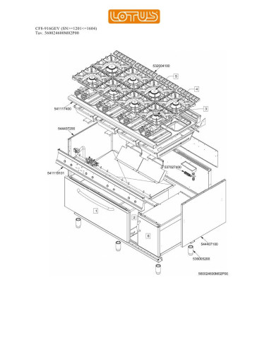 Pièces détachées LOTUS CF8-916GEV Annee 0 SNgte1201lte1604 