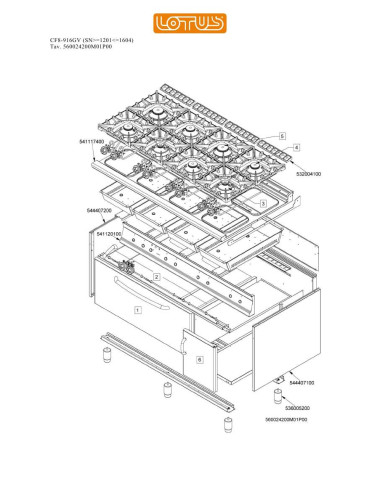 Pièces détachées LOTUS CF8-916GV Annee 0 SNgte1201lte1604 