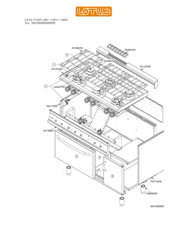 Pièces détachées LOTUS CFA6-712GV Annee 0 SNgte1201lte1604 