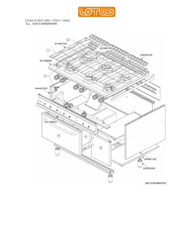 Pièces détachées LOTUS CFA6-912GV Annee 0 Sngte1201lte1604 