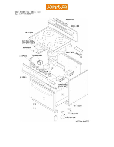 Pièces détachées LOTUS CFC4-78ETX Annee 0 SNgte1201lte1604 