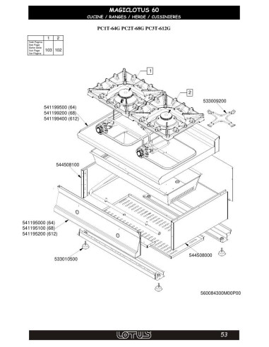 Pièces détachées LOTUS PC3T-612G 