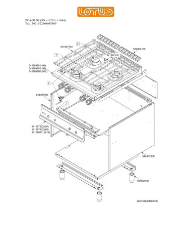 Pièces détachées LOTUS PCA-912G Annee 0 SNgte1201lte1604 