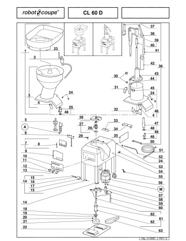 Pièces détachées pour Coupe-légumes CL 60 "D" Auto / Levier - Robot Coupe 