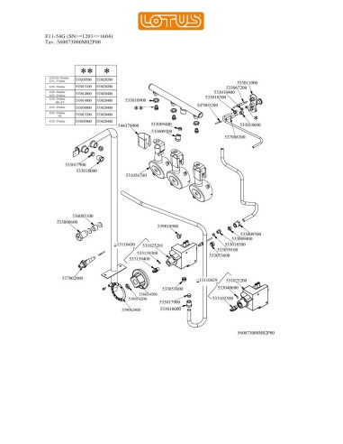 Pièces détachées LOTUS F11-54G Annee 0 SNgte1201lte1604 