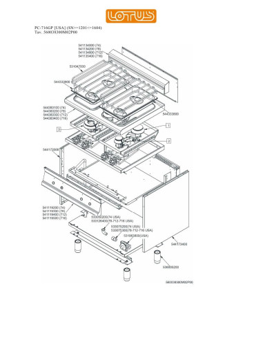 Pièces détachées LOTUS PC-716GP Annee 0 SNgte1201lte1604-USA 