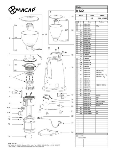 Pièces détachées MACAP M42D (2018) Annee 2018 