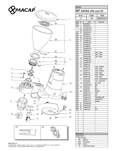 Pièces détachées MACAP M7-900rpm-DX (2019) Annee 2019 