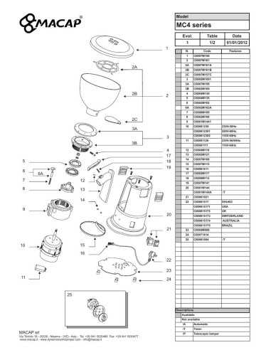 Pièces détachées MACAP MC4 SERIES Annee 2012 