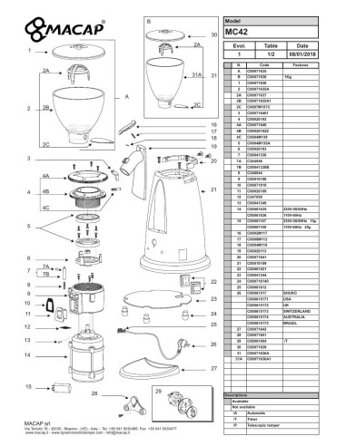 Pièces détachées MACAP MC42 (2018) Annee 2018 
