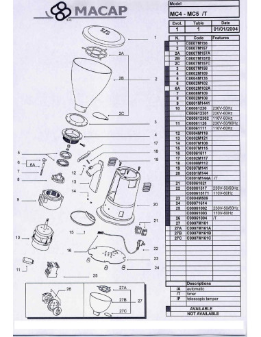 Pièces détachées MACAP MC5-T Annee 2004 