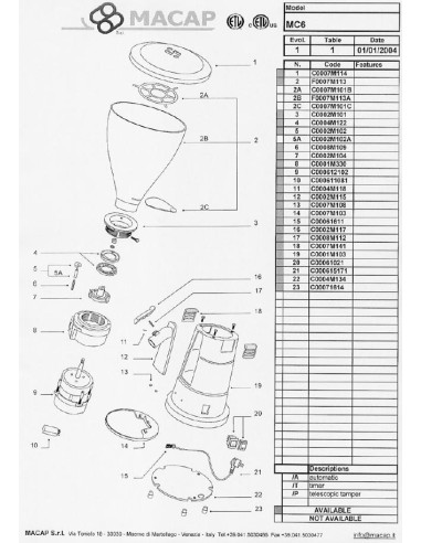 Pièces détachées MACAP MC6 Annee 2004 