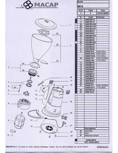 Pièces détachées MACAP MC6 Annee 2005 