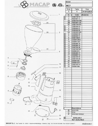 Pièces détachées MACAP MC7 Annee 2004 