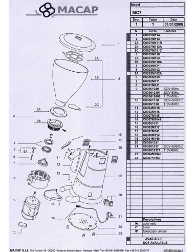 Pièces détachées MACAP MC7 (200501-) Annee 200501- 