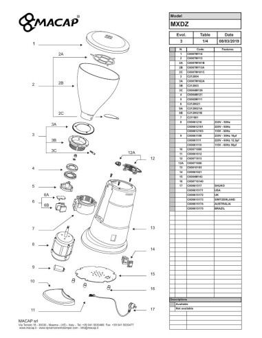 Pièces détachées MACAP MXDZ (2019) Annee 2019 