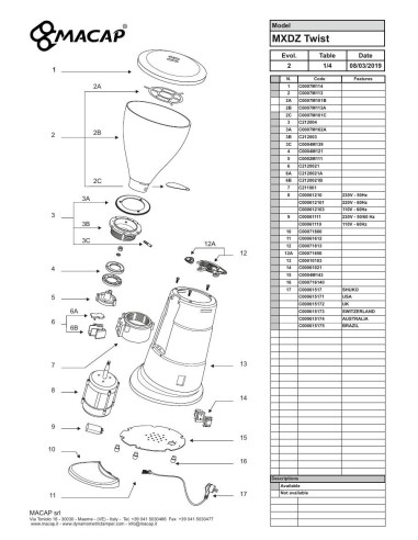 Pièces détachées MACAP MXDZ-Twist (2019) Annee 2019 