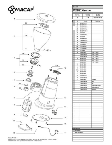 Pièces détachées MACAP MXDZ-Xtreme (2019) Annee 2019 