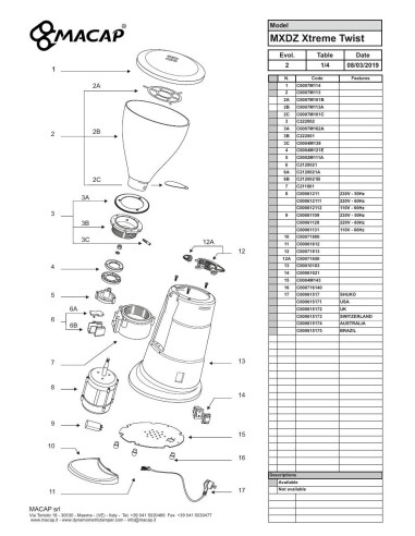 Pièces détachées MACAP MXDZ-Xtreme-Twist (2019) Annee 2019 