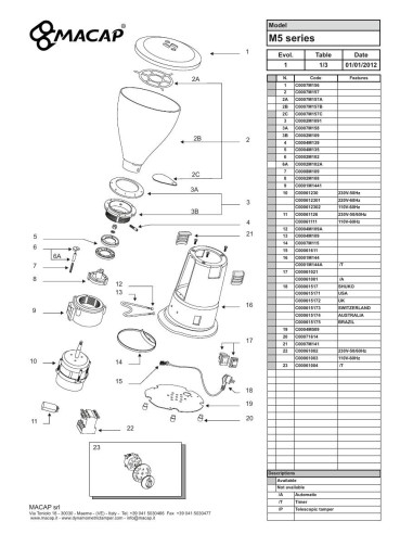 Pièces détachées MACAP M5 SERIES Annee 2012 