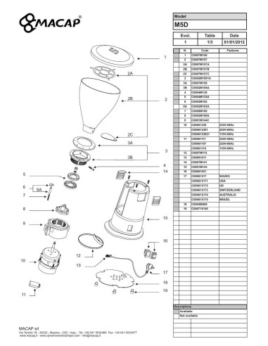 Pièces détachées MACAP M5-D Annee 2012 