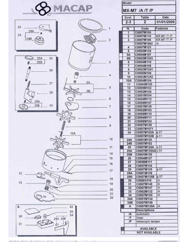 Pièces détachées MACAP M7-A-T-P Annee 2005 