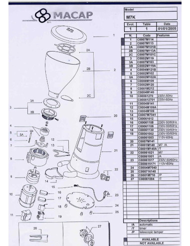 Pièces détachées MACAP M7-K Annee 2005 
