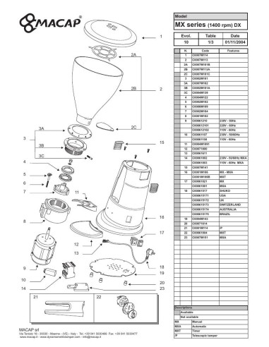 Pièces détachées MACAP MX-1400-rpm-DX (200411-) Annee 200411- 