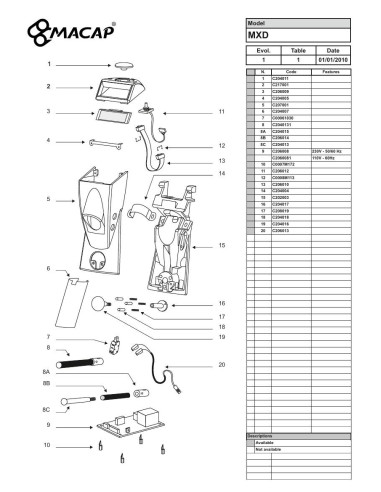 Pièces détachées MACAP MXD Annee 2010 