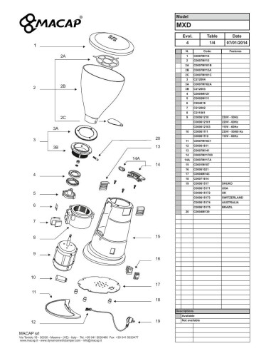 Pièces détachées MACAP MX-D Annee 2014 