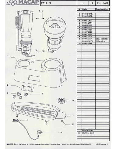 Pièces détachées MACAP P512 (200211-) Annee 200211- 