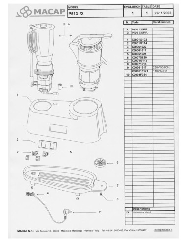 Pièces détachées MACAP P513 (200211-) Annee 200211- 