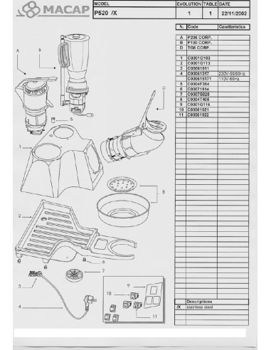 Pièces détachées MACAP P520-X Annee 2002 