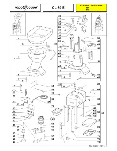 Pièces détachées pour Coupe-légumes CL60E - Robot Coupe 