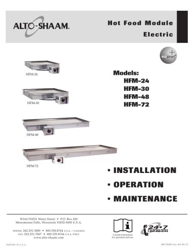 Pièces détachées ALTO-SHAAM HFM-24 - ALTO-SHAAM HFM-24 - Alto-Shaam