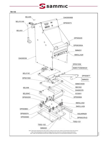 Pièces détachées Thermo-scelleuse de barquettes TM-150 - Sammic 