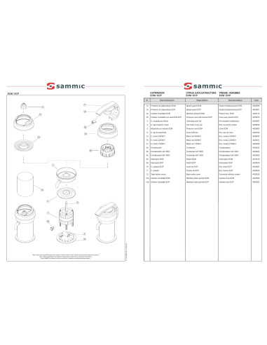 Pièces détachées Presse-agrumes ECM - Sammic 
