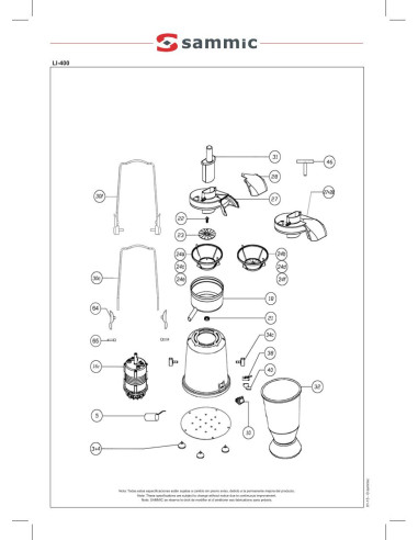 Pièces détachées Centrifugeuse LI-400 - Sammic 