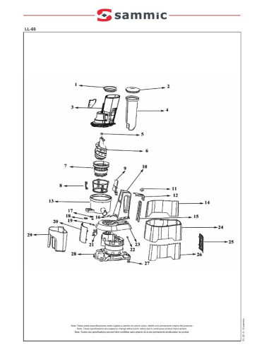 Pièces détachées Extracteur de jus LL-60 - Sammic 